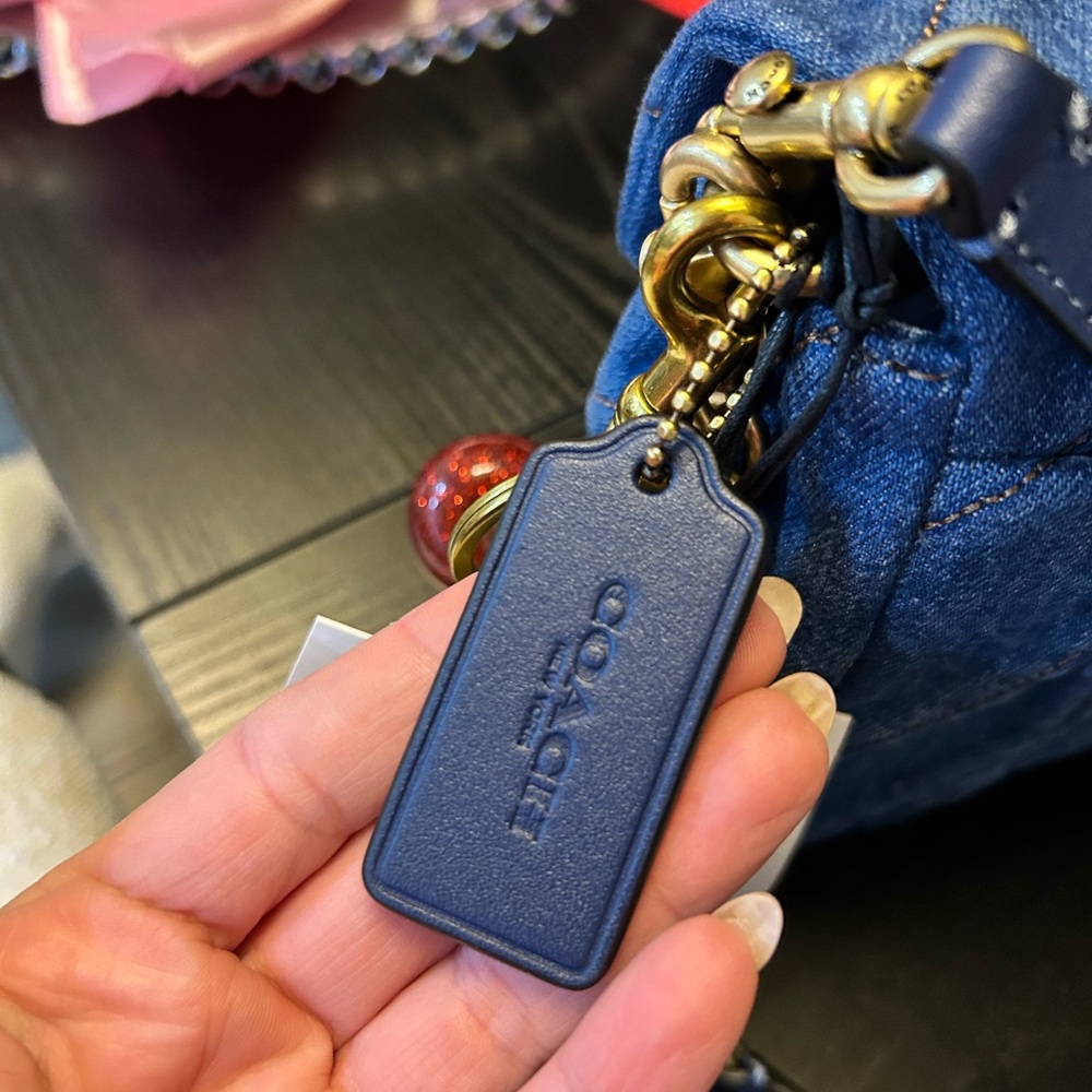 COACH Blue Denim Quilted Bag with Gold Accents - Picture 4 of 5
